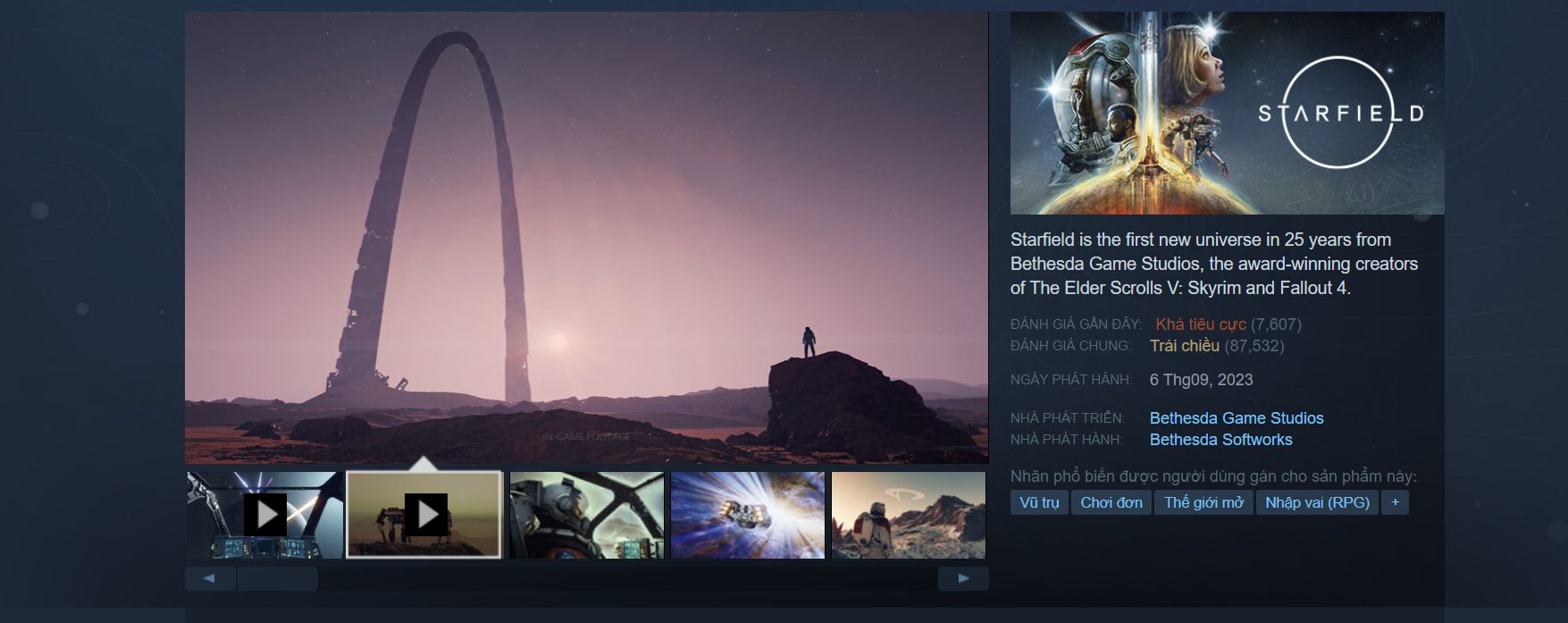 Starfield nhận bão đánh giá 1 sao trên Steam