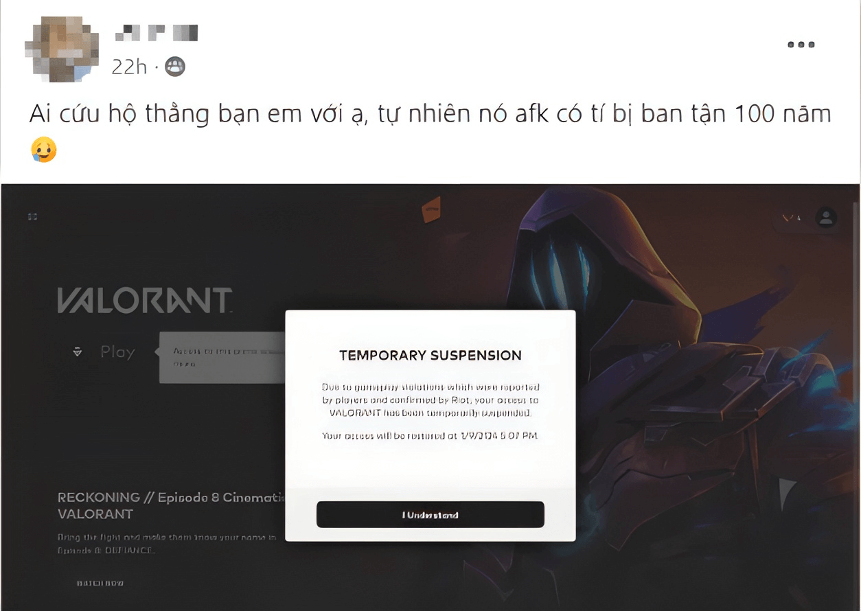 Cái giá đắt cho hành vi AFK trong Valorant: Game thủ Việt bị cấm chơi 100 năm