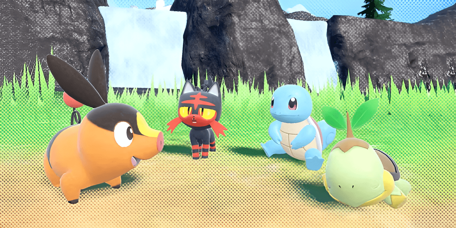 pokemon-scarlet-and-violet-tepig-litten-squirtle-turtwig-promo-screenshot-dot-halftone-edit (1)