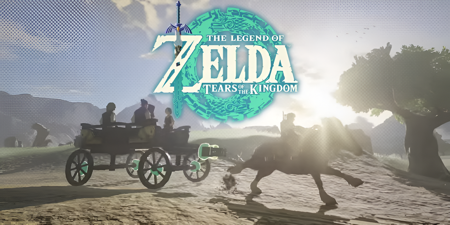 the-legend-of-zelda-tears-of-the-kingdom-totk-horse-wagon-breaking-off-halftone-pattern-edit