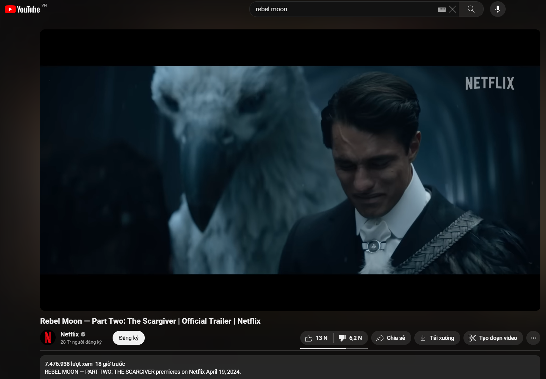 Trailer chính thức của Rebel Moon Part 2: The Scargiver không được đón nhận tích cực