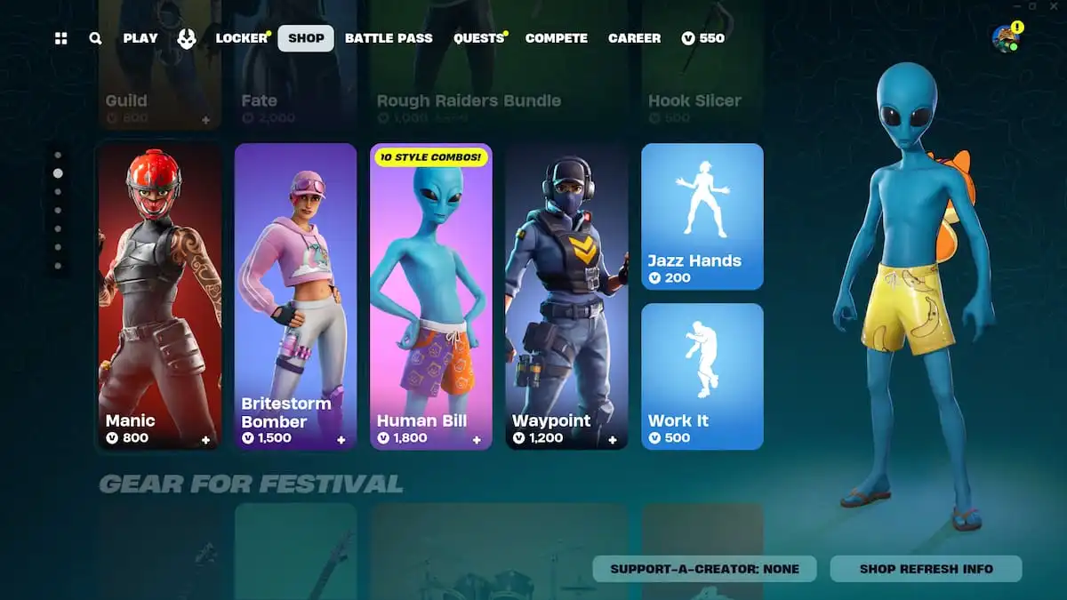 Human Bill - Biểu tượng ngoài hành tinh quay trở lại Fortnite - Gamelade