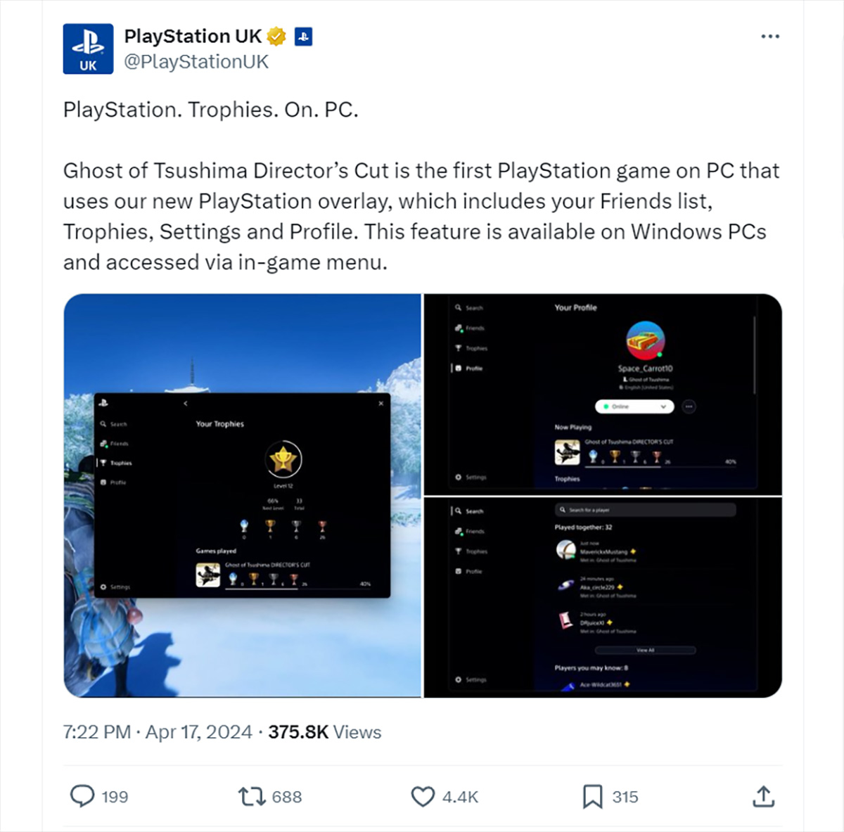 Sau 9 năm, Ghost of Tsushima sẽ là game đầu tiên mang hệ thống Trophy PS lên PC