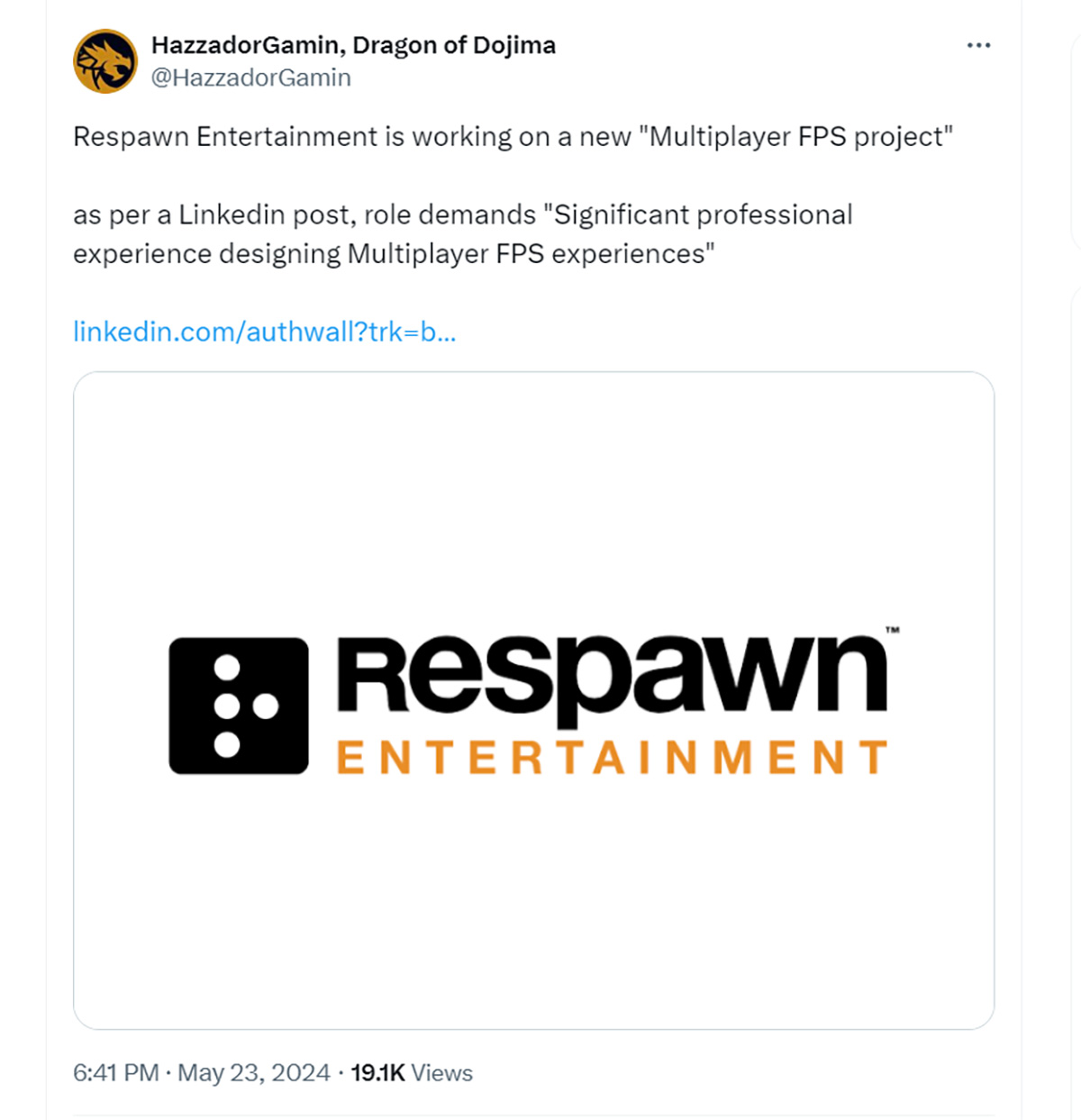 Nhà sản xuất của Apex Legends, Titanfall tuyển giám đốc cho dự án game mới