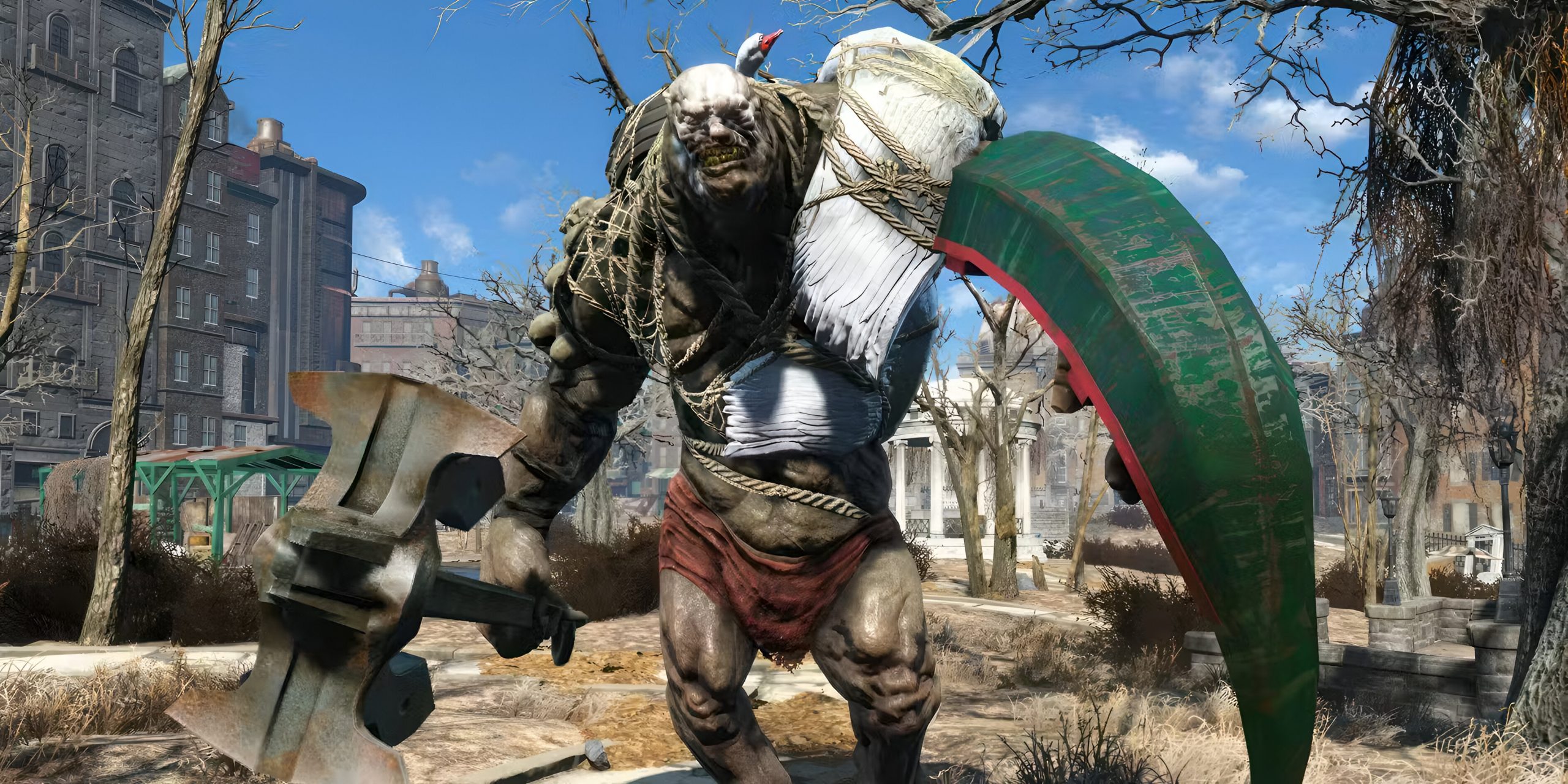 Người chơi Fallout 4 đánh Swan bằng gậy bóng chày