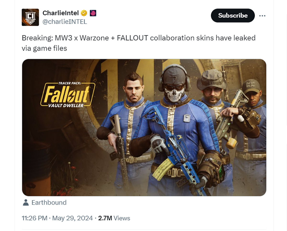 Tin rò rỉ cho thấy các nhân vật Call of Duty sắp được mặt quần áo Vault trong Fallout