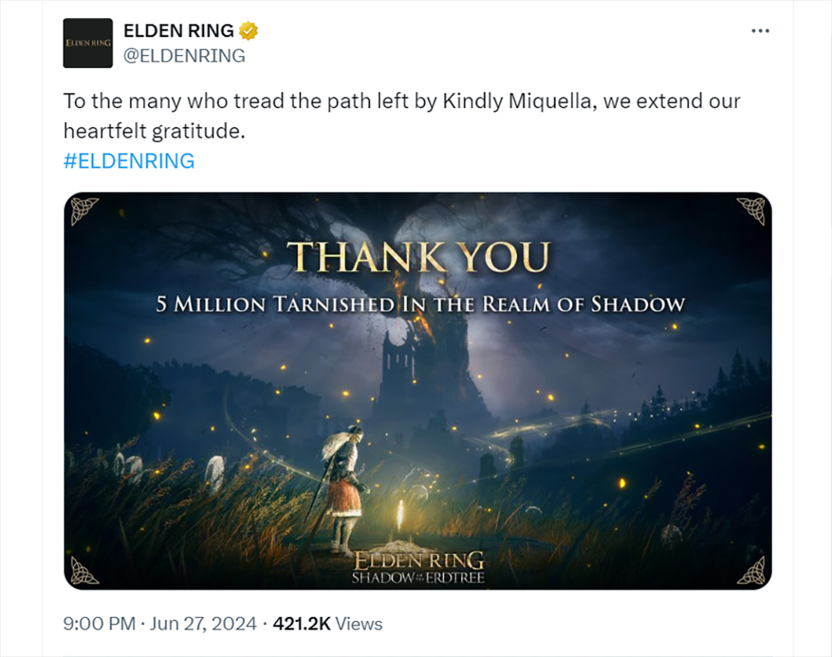 DLC Shadow of the Erdtree đã nhanh chóng bán được 5 triệu bản