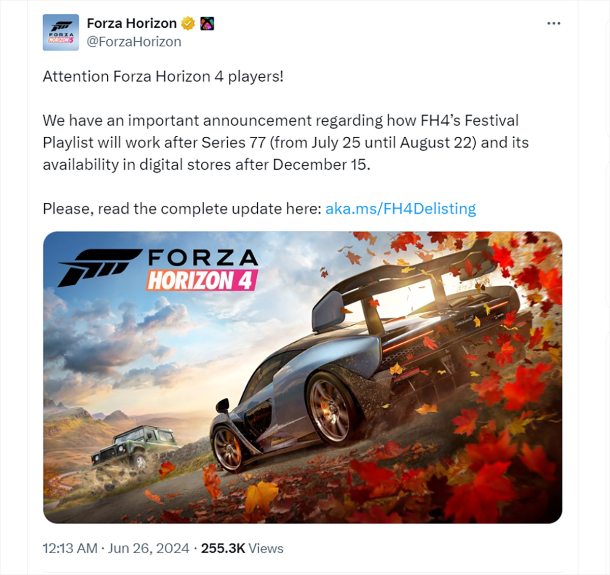 Forza Horizon 4 sẽ bị gỡ khỏi các cửa hàng game vào cuối năm nay