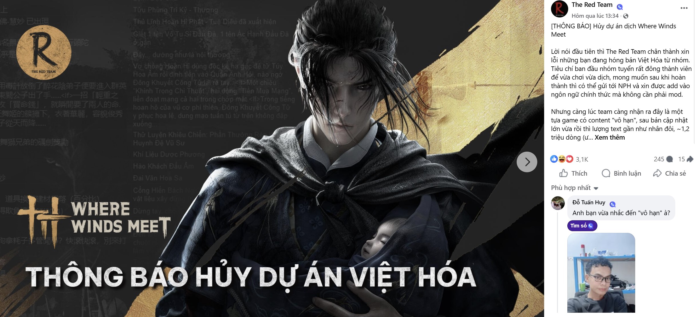 Dự án Việt hóa 'bom tấn' Where Winds Meet chính thức dừng bước - Gamelade