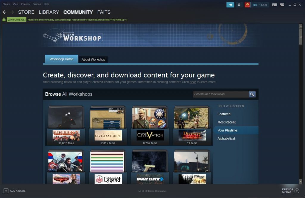 Valve công bố bản cập nhật mới cho Steam Workshop-gamelade