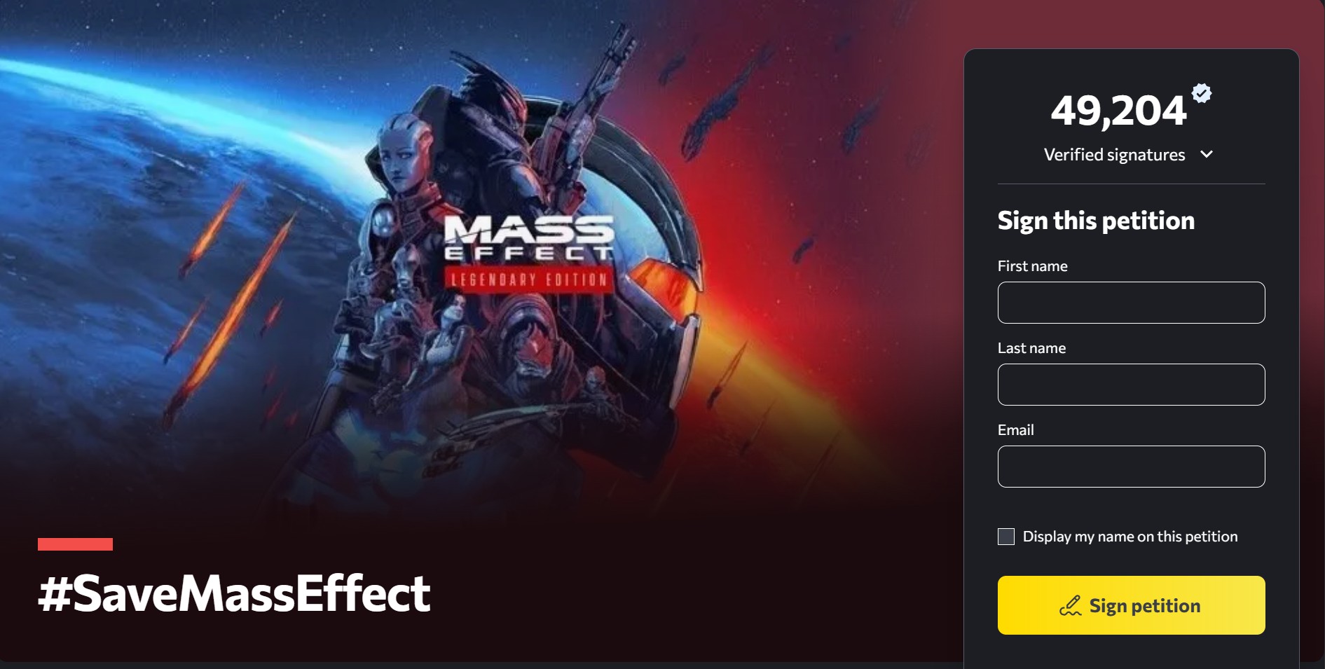 Chiến dịch kêu gọi giải cứu Mass Effect được khởi động - Gamelade